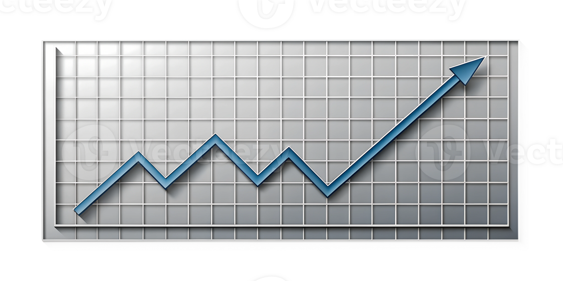 Line chart with arrow on grey board, isolated on transparent background png