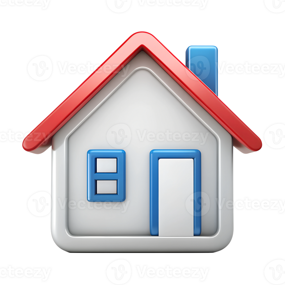 Simple house icon with red roof, isolated on transparent background png