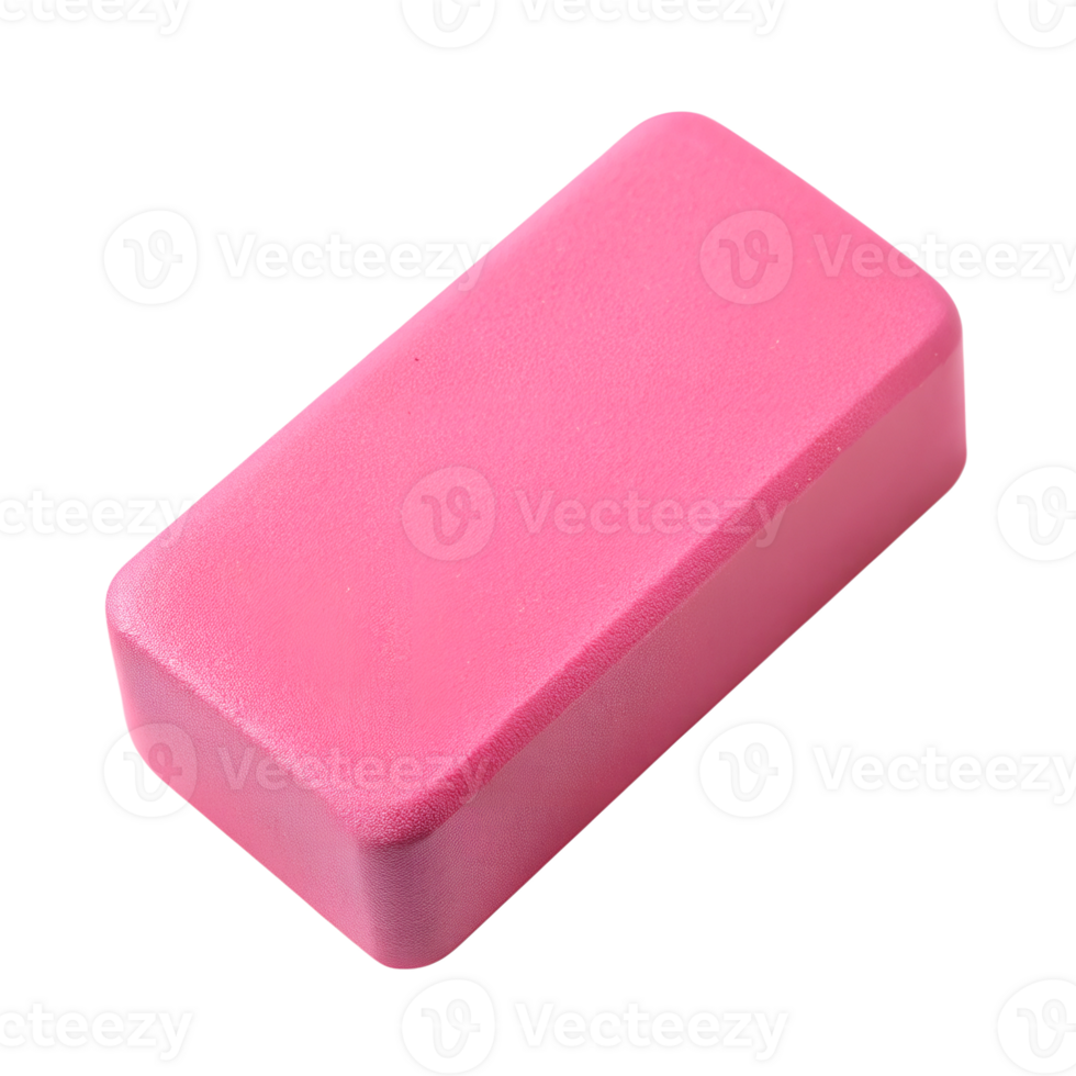 Single pink eraser, rectangle shape, cut out transparent png