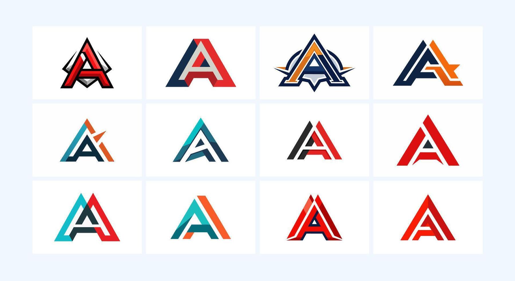 options for simple company logos starting with the letter A symbols elements with the letter a vector