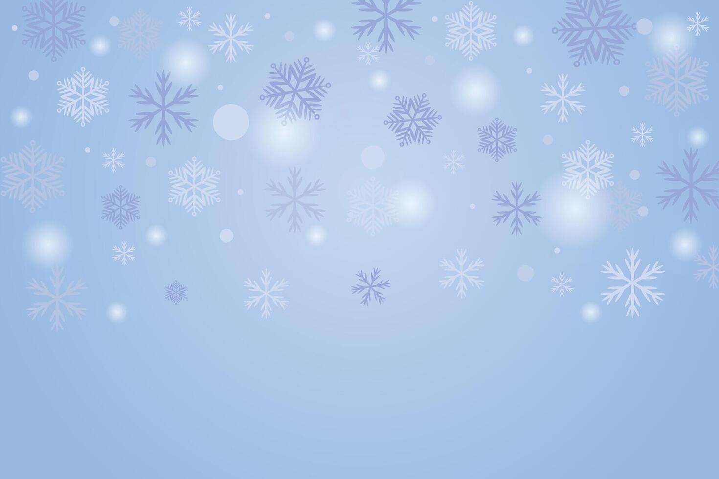 Beautiful falling snowflakes, winter background. Snowfall weather white lilac blue background. vector