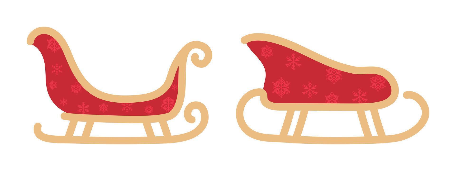 Set of two Santa Claus sleighs. Santa's sled. vector