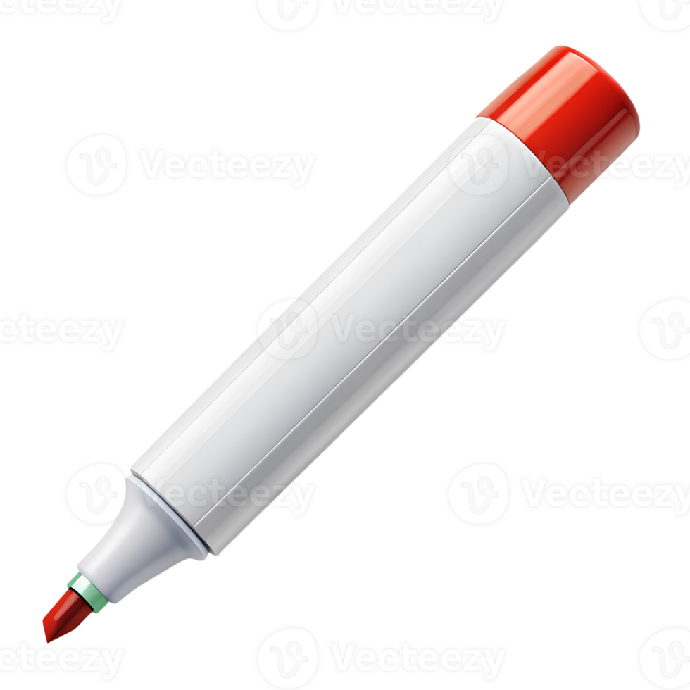 Red-tipped marker pen with green cap, cut out transparent png