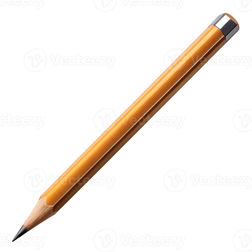 Yellow pencil with sharp tip, cut out transparent png