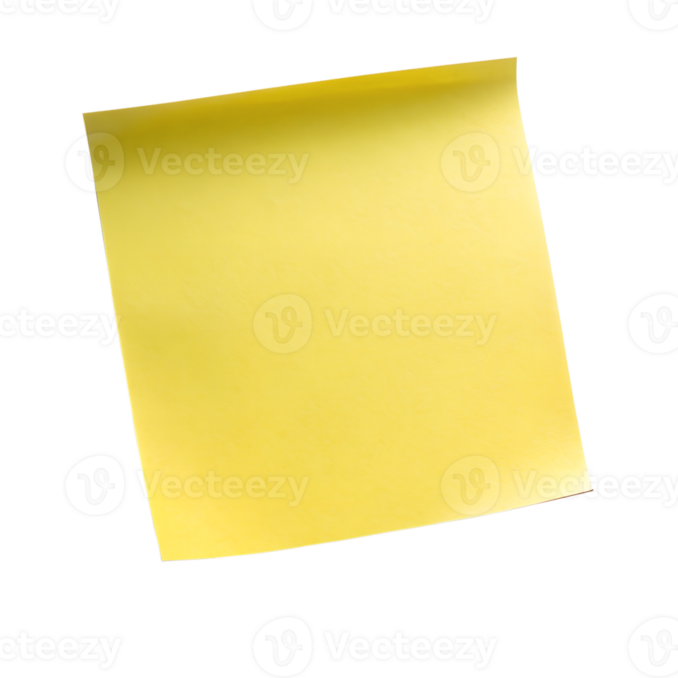 Yellow sticky note, single sheet, cut out transparent png