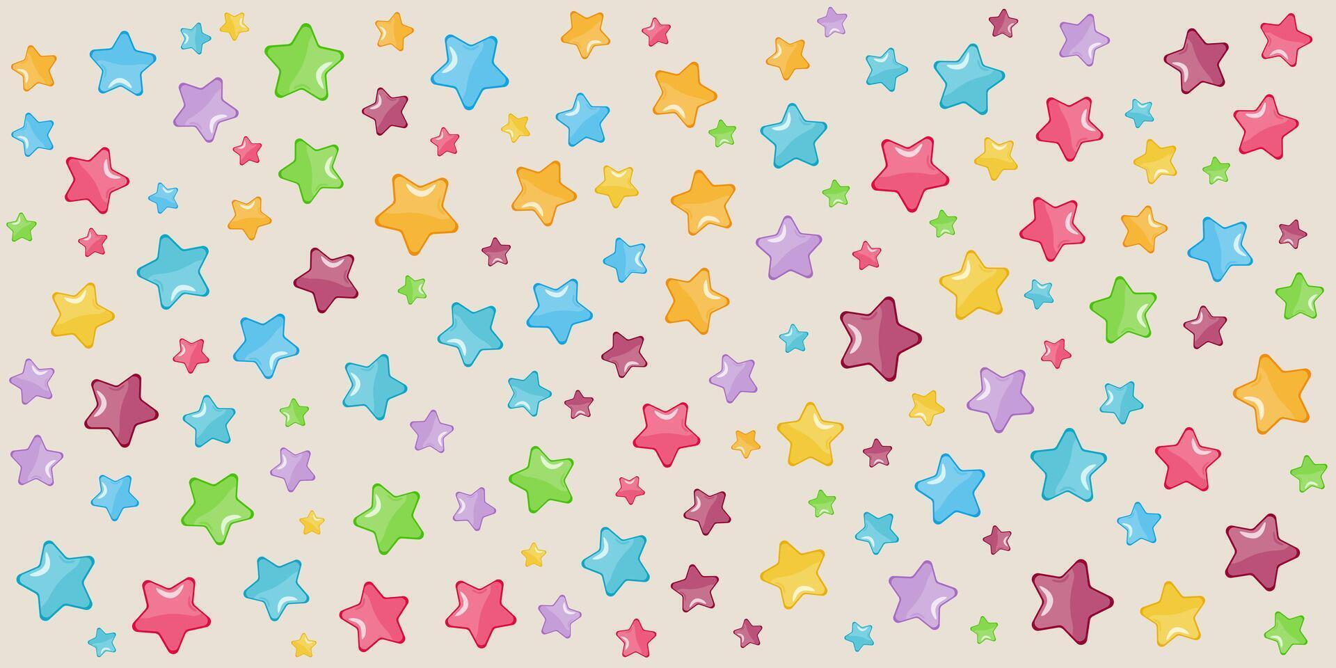 Vibrant multicolored star pattern on a beige background. vector