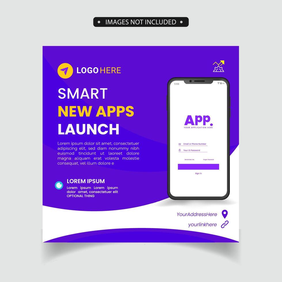 mobile app promotion social media post and web banner template vector