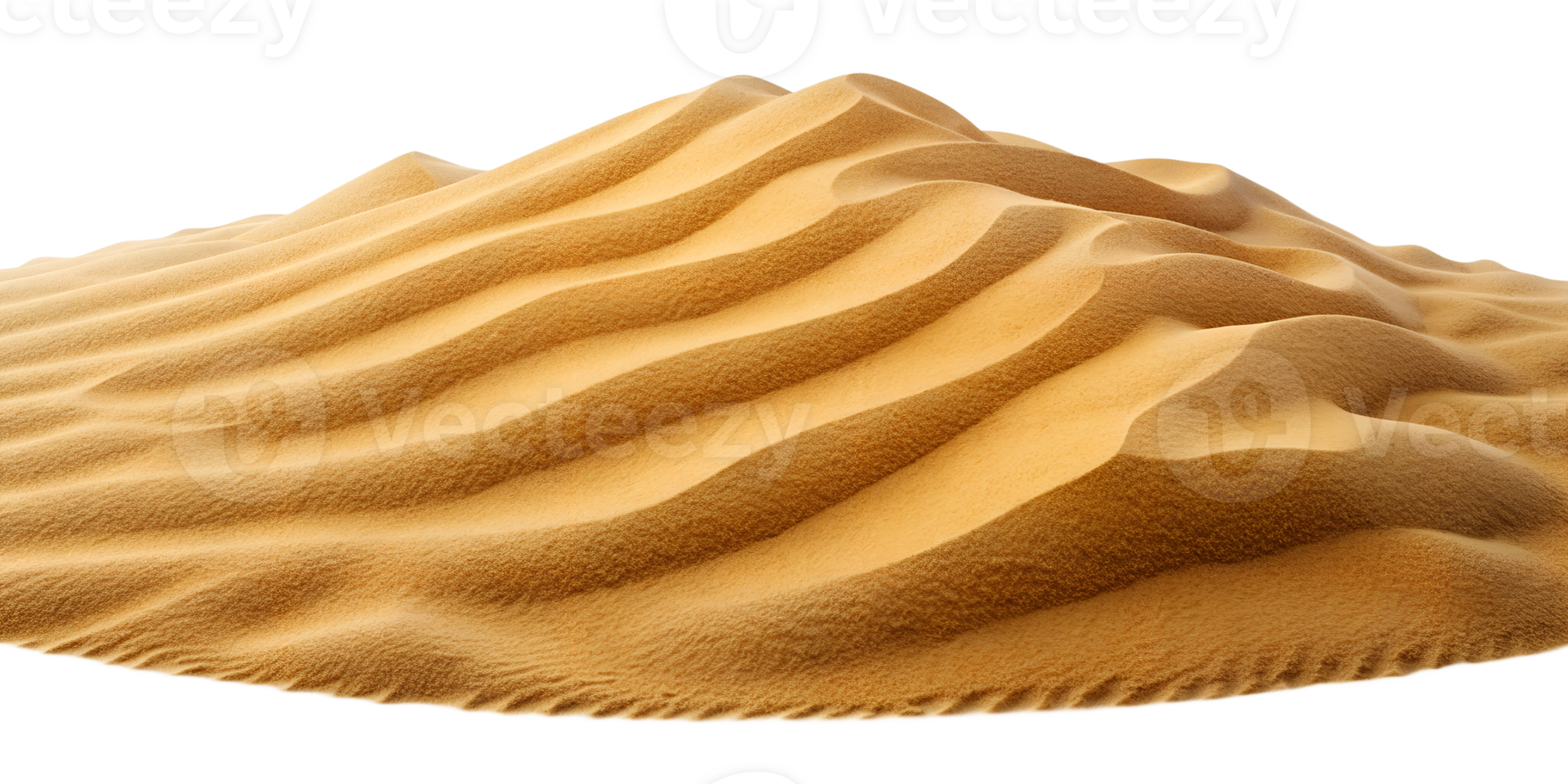 Sand dunes with smooth wavy patterns, isolated against transparent background png