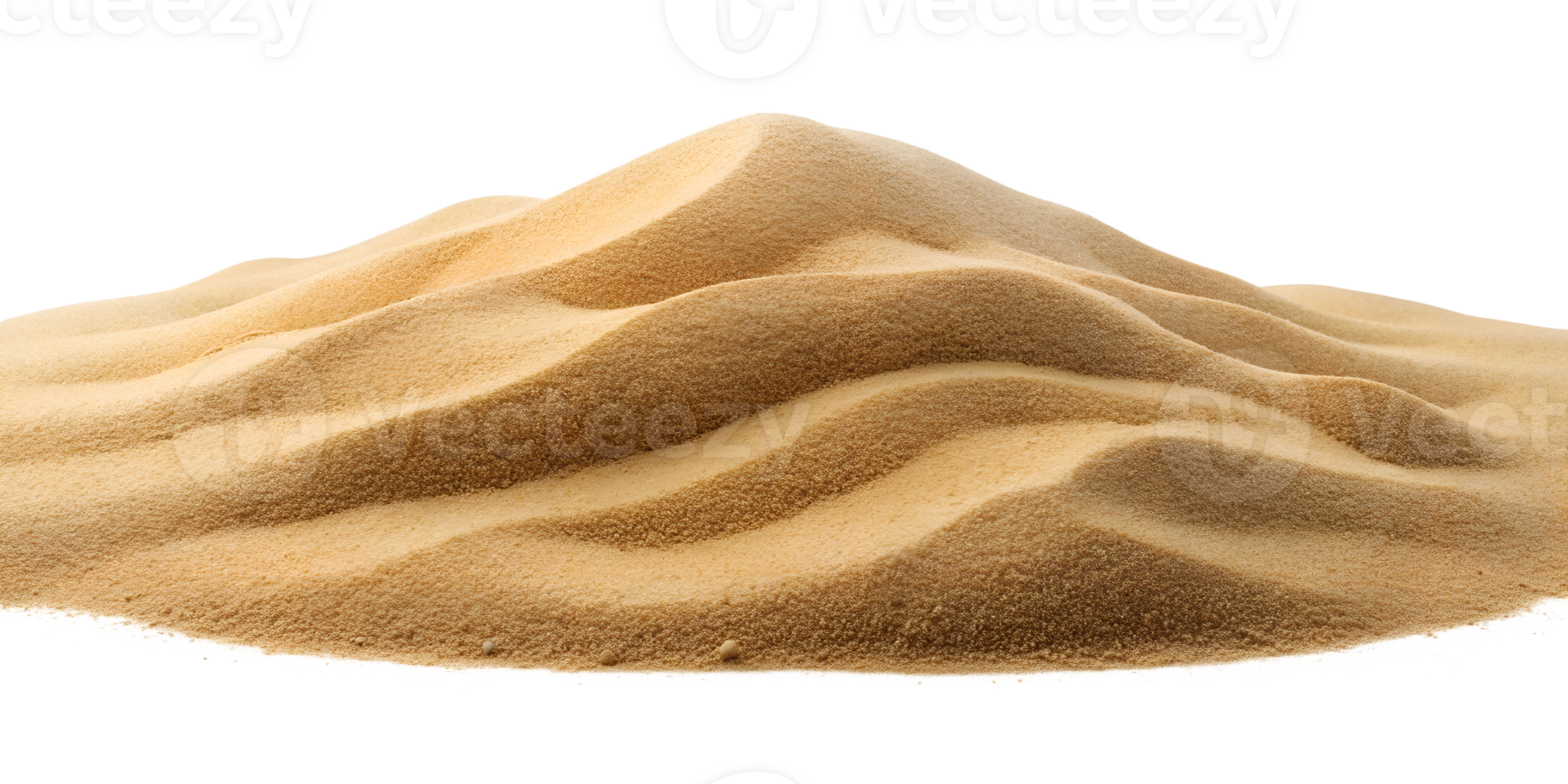 Small sand dune with gentle ripples, isolated against transparent background png