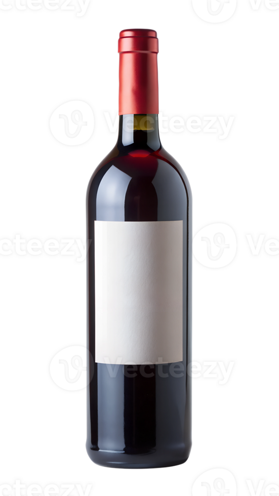 Elegant red wine bottle, isolated against transparent background png