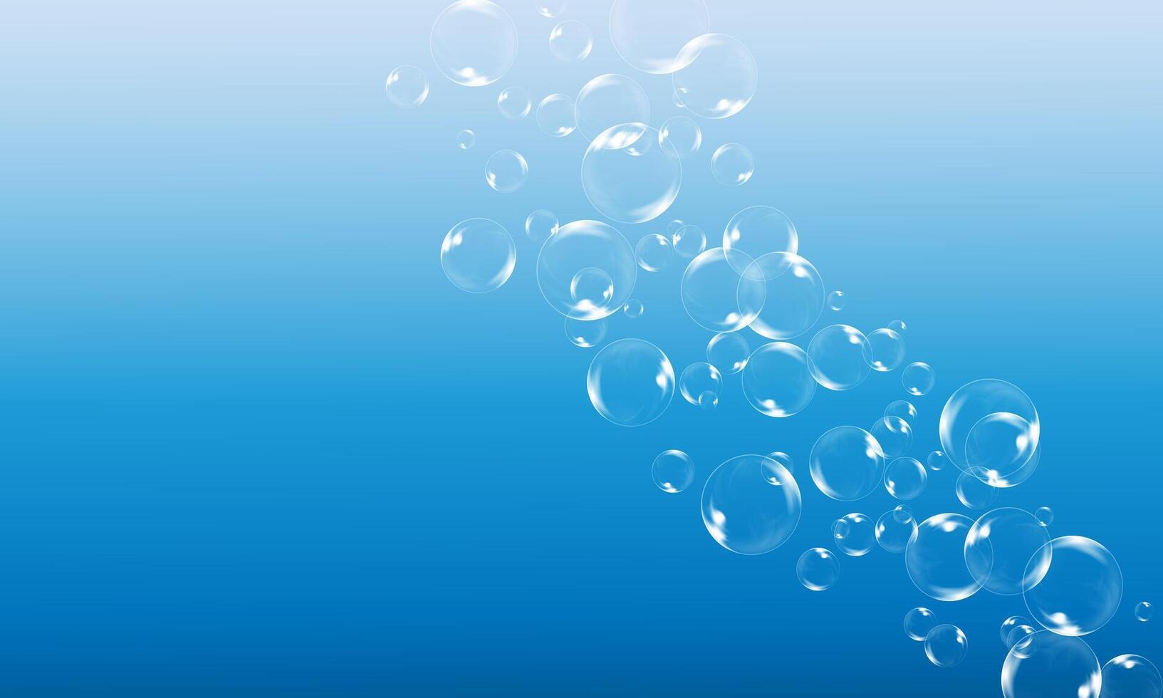 Air soap bubbles on a blue background. soft circle bubbles under water. vector