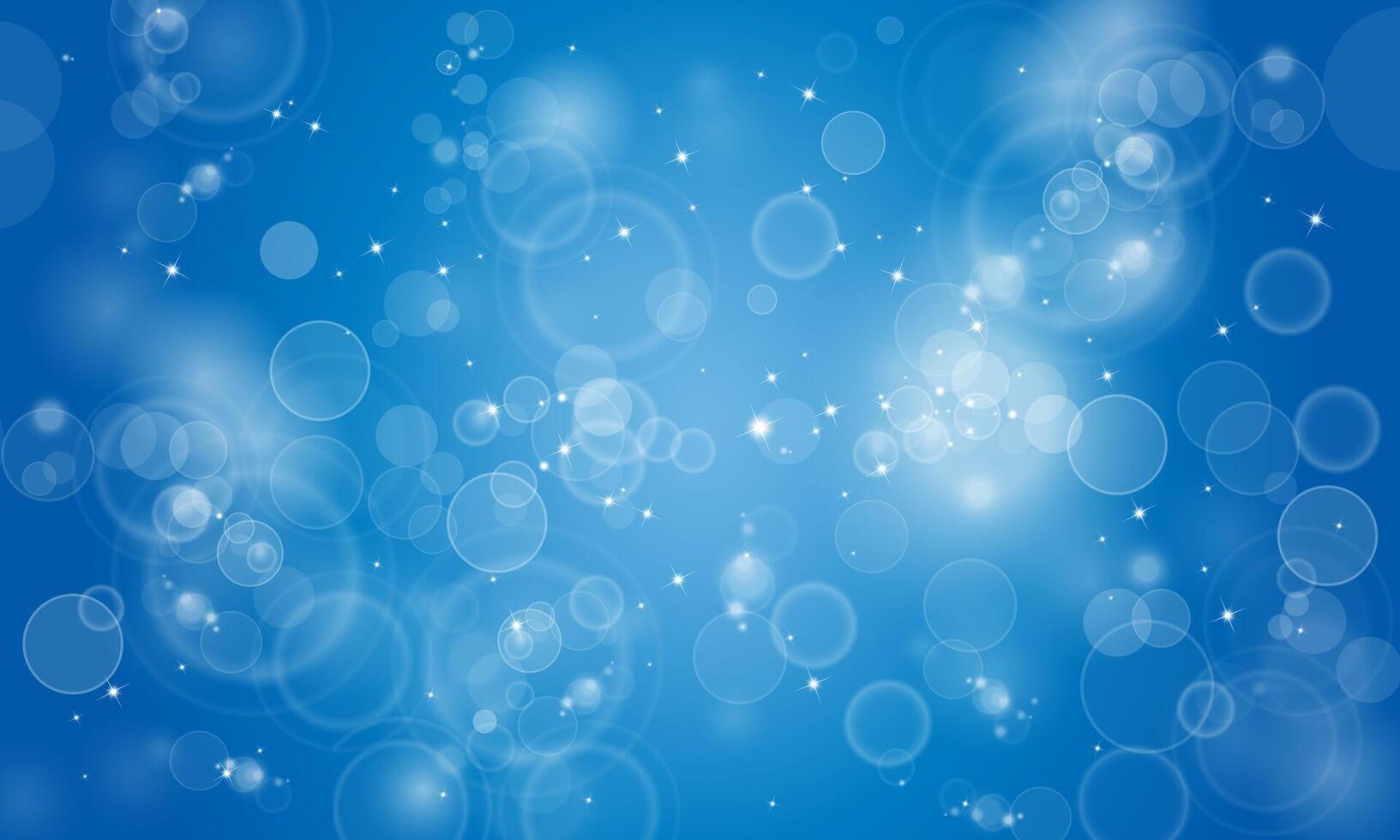 Blue circle bokeh particles glitter dust sparkle shiny background. vector