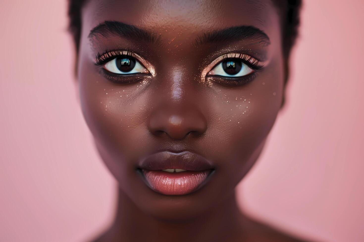 Black woman, beauty and skincare face portrait for essential beauty, beauty treatments, spa, facial or hair care cosmetics advertising. Soft flawless skin photo