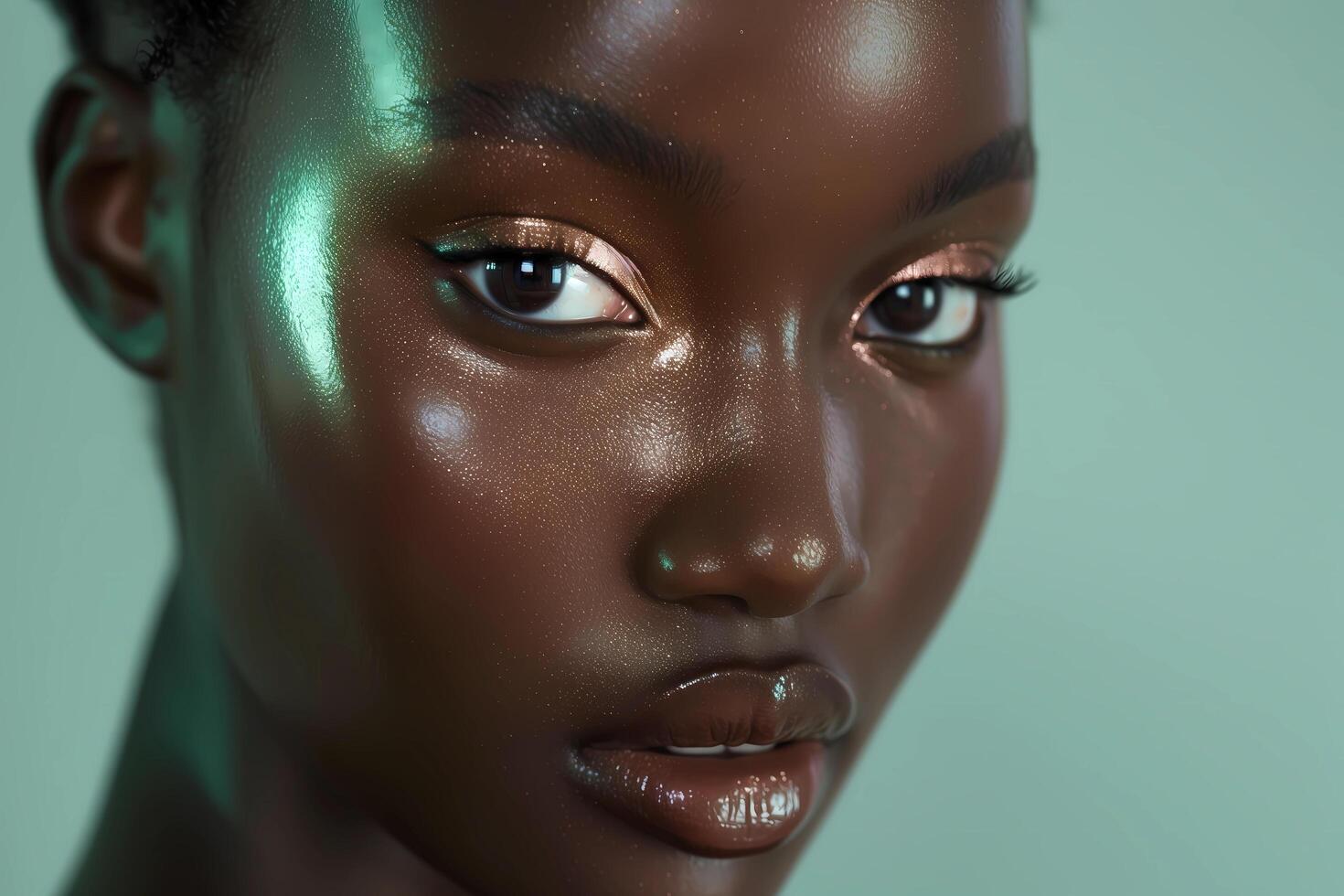 Black woman, beauty and skincare face portrait for essential beauty, beauty treatments, spa, facial or hair care cosmetics advertising. Soft flawless skin photo