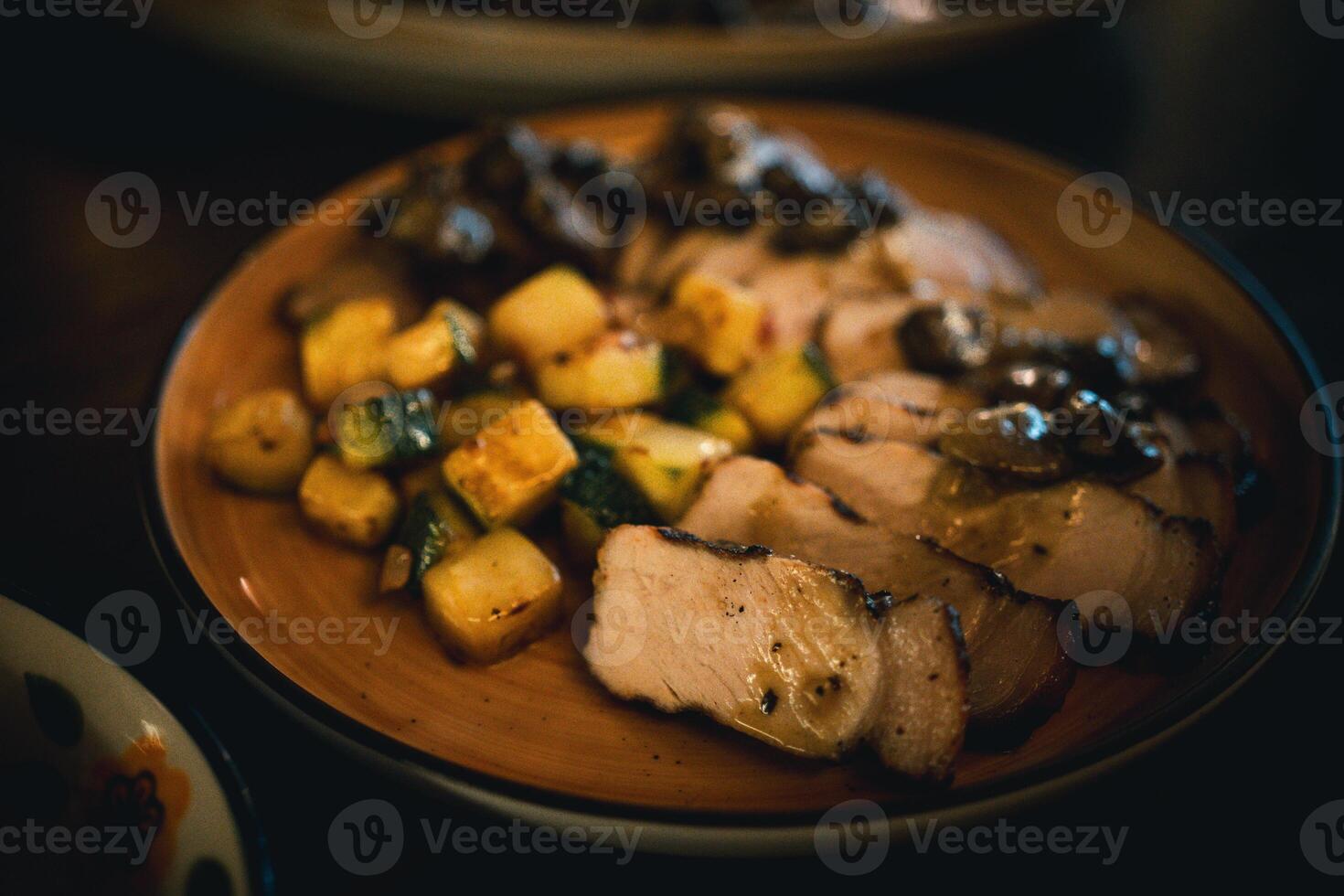 Roast beef with truffle sauce photo