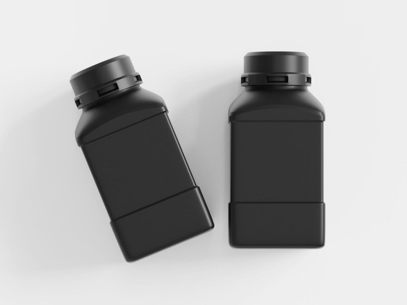 Plastic Lab Chemical Reagent Bottle black color and isolated on white background photo