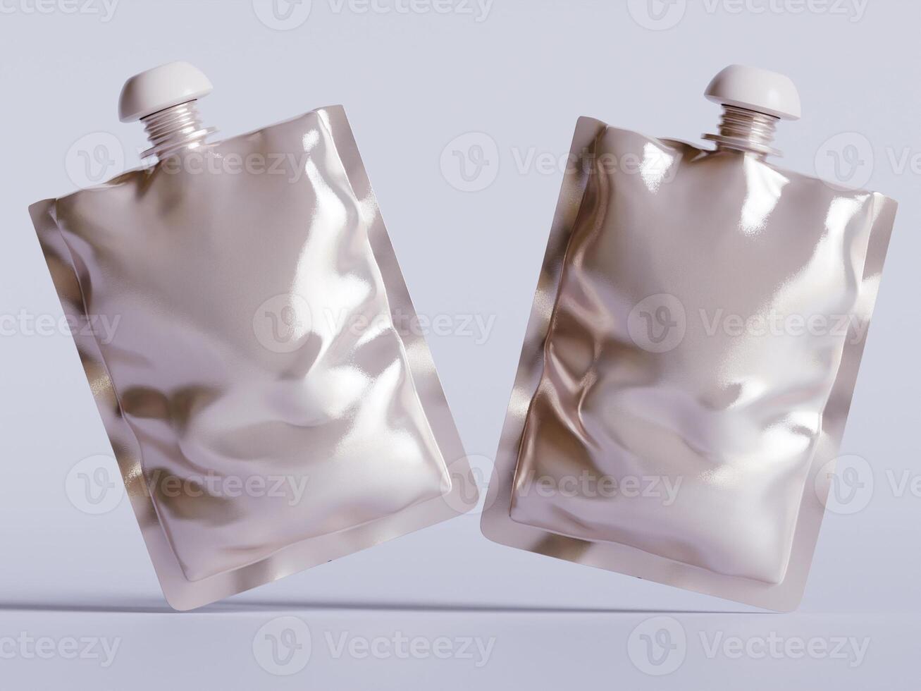 Blank Food doypack or Pouch Sachet Bag With Spout Lid. Mock Up, Template. Illustration Isolated On White Background photo