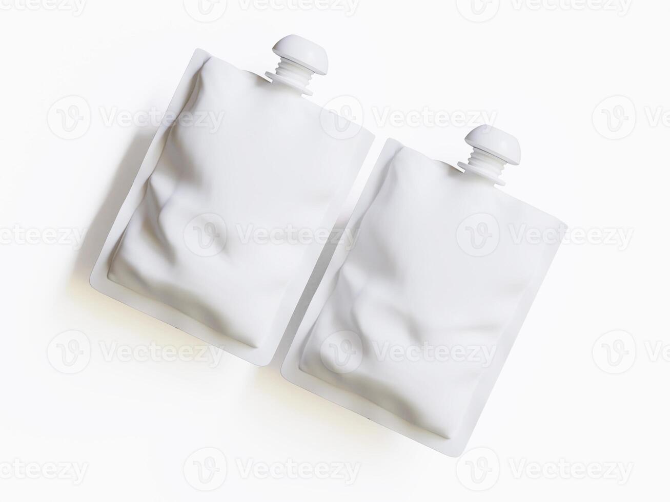 Blank Food doypack or Pouch Sachet Bag With Spout Lid. Mock Up, Template. Illustration Isolated On White Background photo
