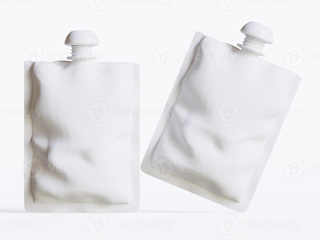 Blank Food doypack or Pouch Sachet Bag With Spout Lid. Mock Up, Template. Illustration Isolated On White Background photo