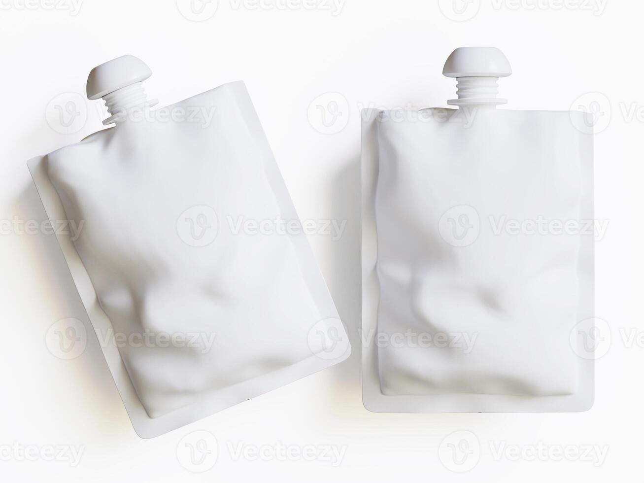 Blank Food doypack or Pouch Sachet Bag With Spout Lid. Mock Up, Template. Illustration Isolated On White Background photo