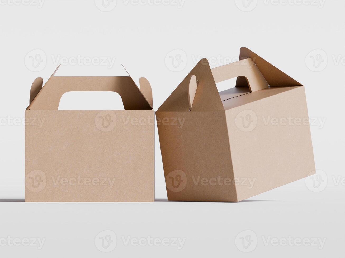 Cartoon cardboard boxes. Carton delivery boxes, open and closed shipping package with fragile signs, parcel delivery boxes photo