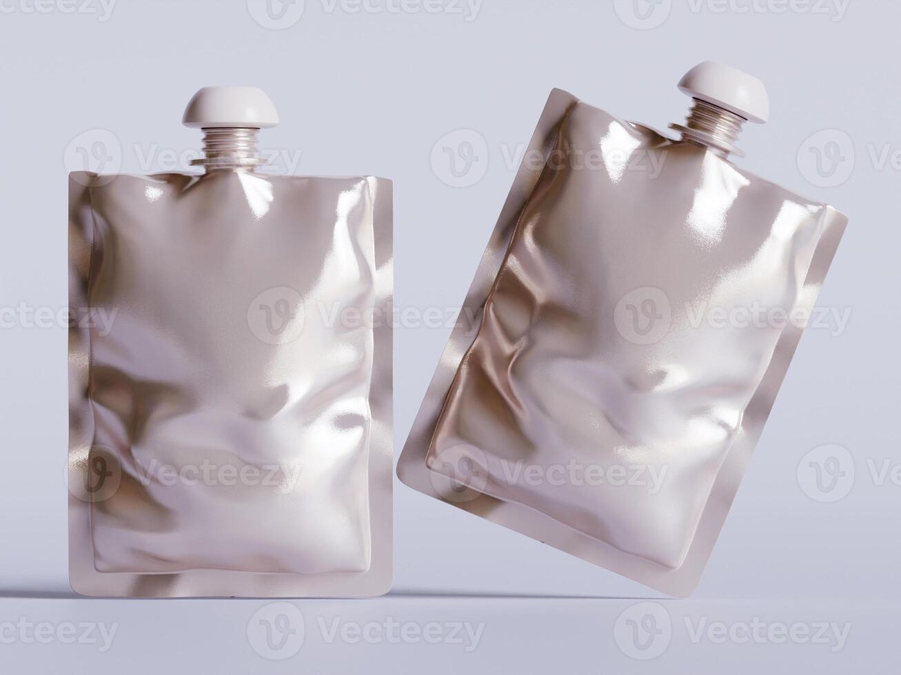 Blank Food doypack or Pouch Sachet Bag With Spout Lid. Mock Up, Template. Illustration Isolated On White Background photo