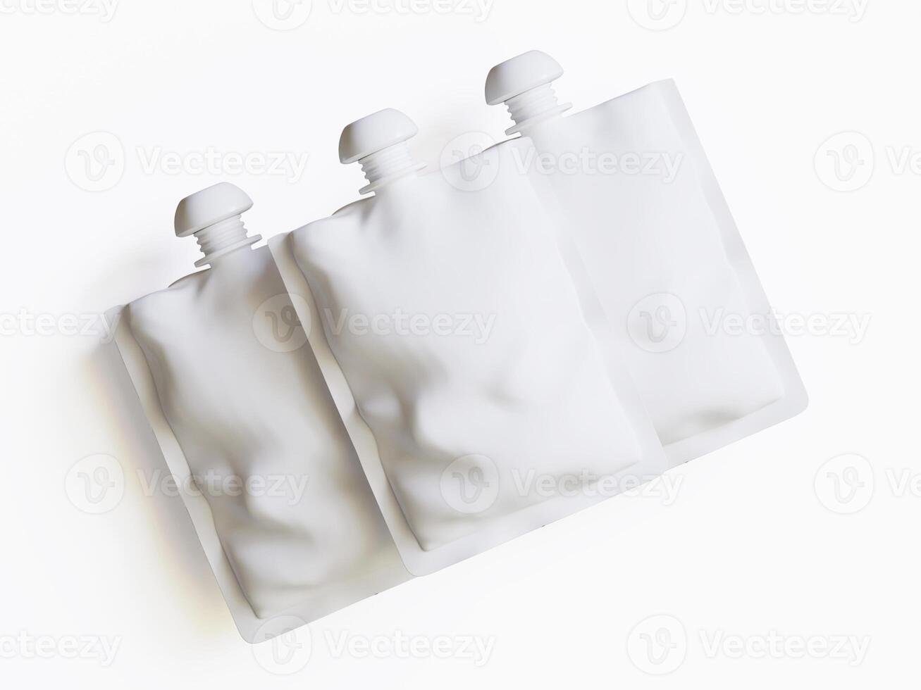 Blank Food doypack or Pouch Sachet Bag With Spout Lid. Mock Up, Template. Illustration Isolated On White Background photo
