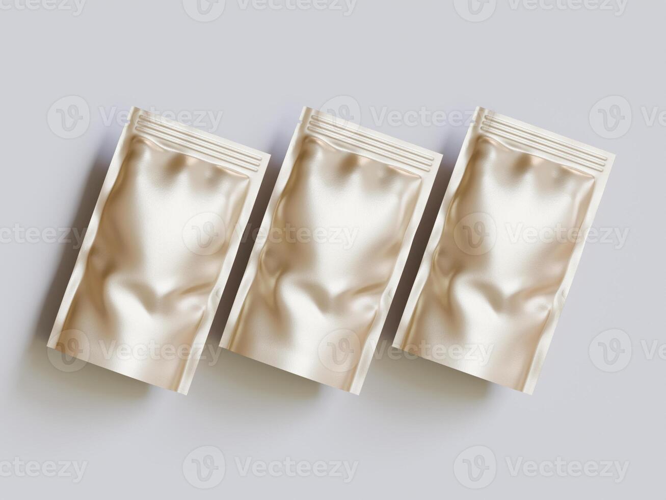 Blank aluminium foil plastic pouch bag sachet packaging mockup isolated on white background with clipping path photo