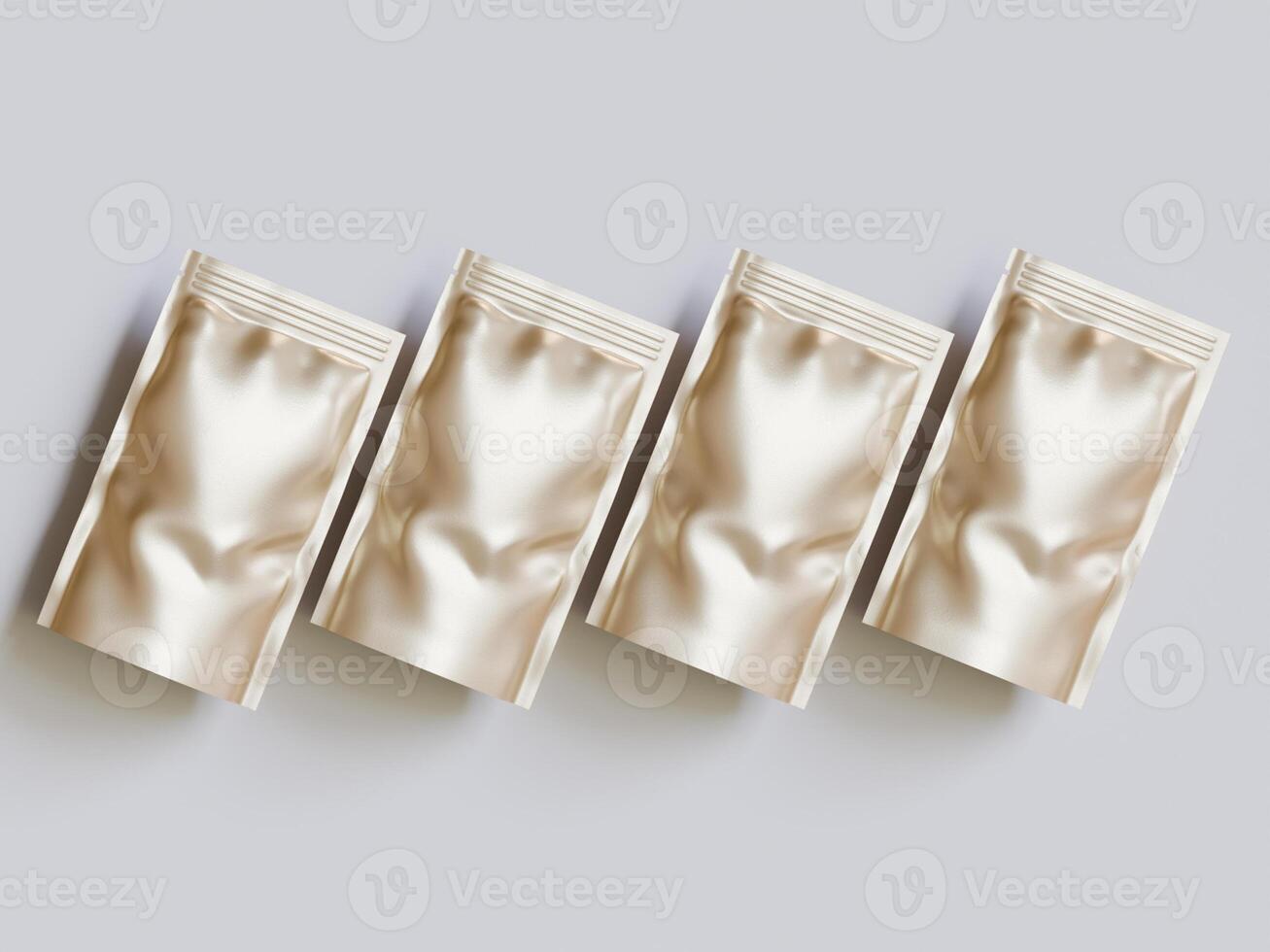 Blank aluminium foil plastic pouch bag sachet packaging mockup isolated on white background with clipping path photo