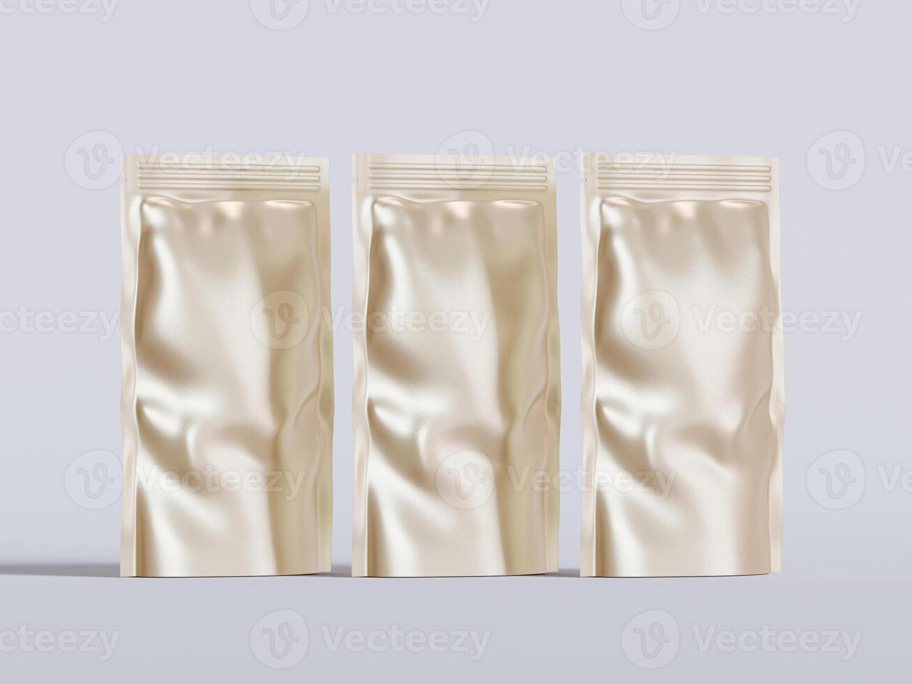 Blank aluminium foil plastic pouch bag sachet packaging mockup isolated on white background with clipping path photo