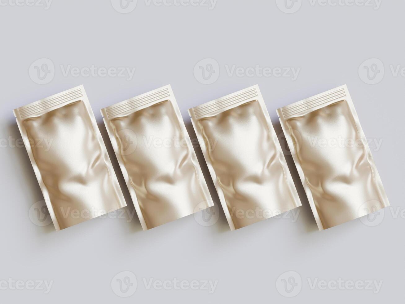 Blank aluminium foil plastic pouch bag sachet packaging mockup isolated on white background with clipping path photo