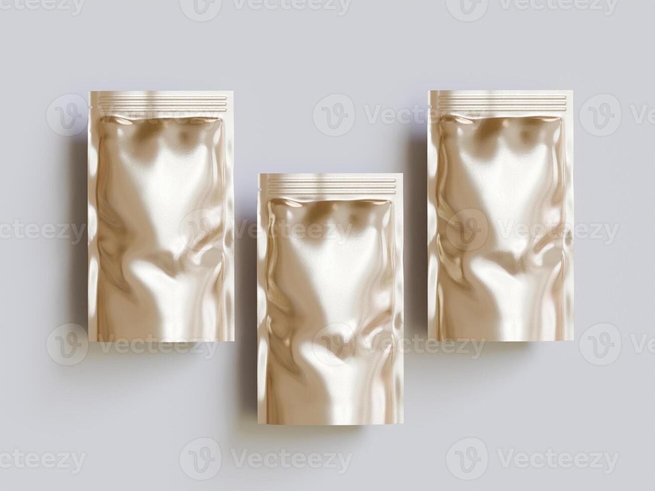 Blank aluminium foil plastic pouch bag sachet packaging mockup isolated on white background with clipping path photo