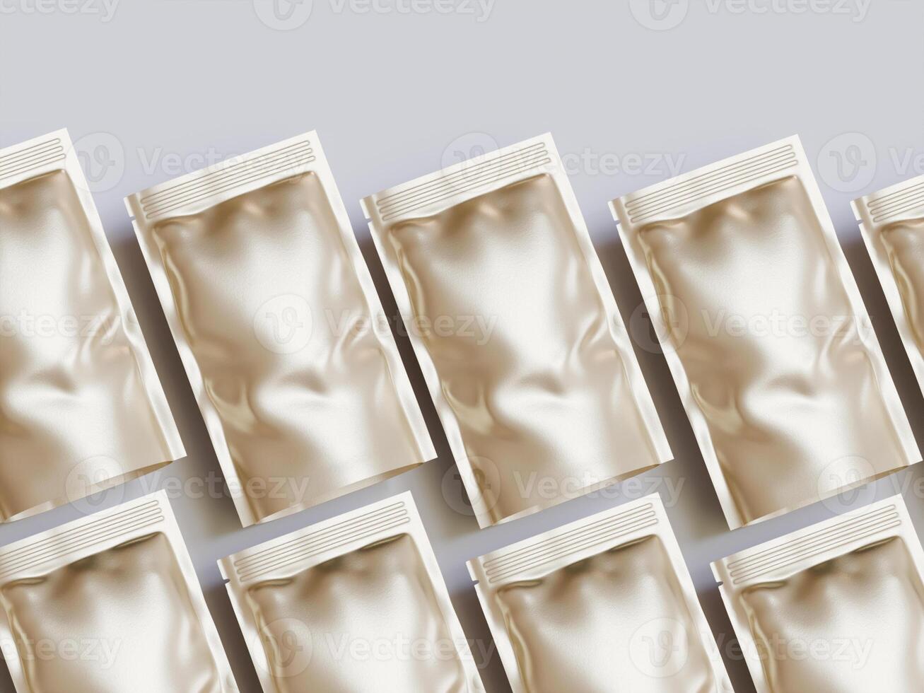 Blank aluminium foil plastic pouch bag sachet packaging mockup isolated on white background with clipping path photo