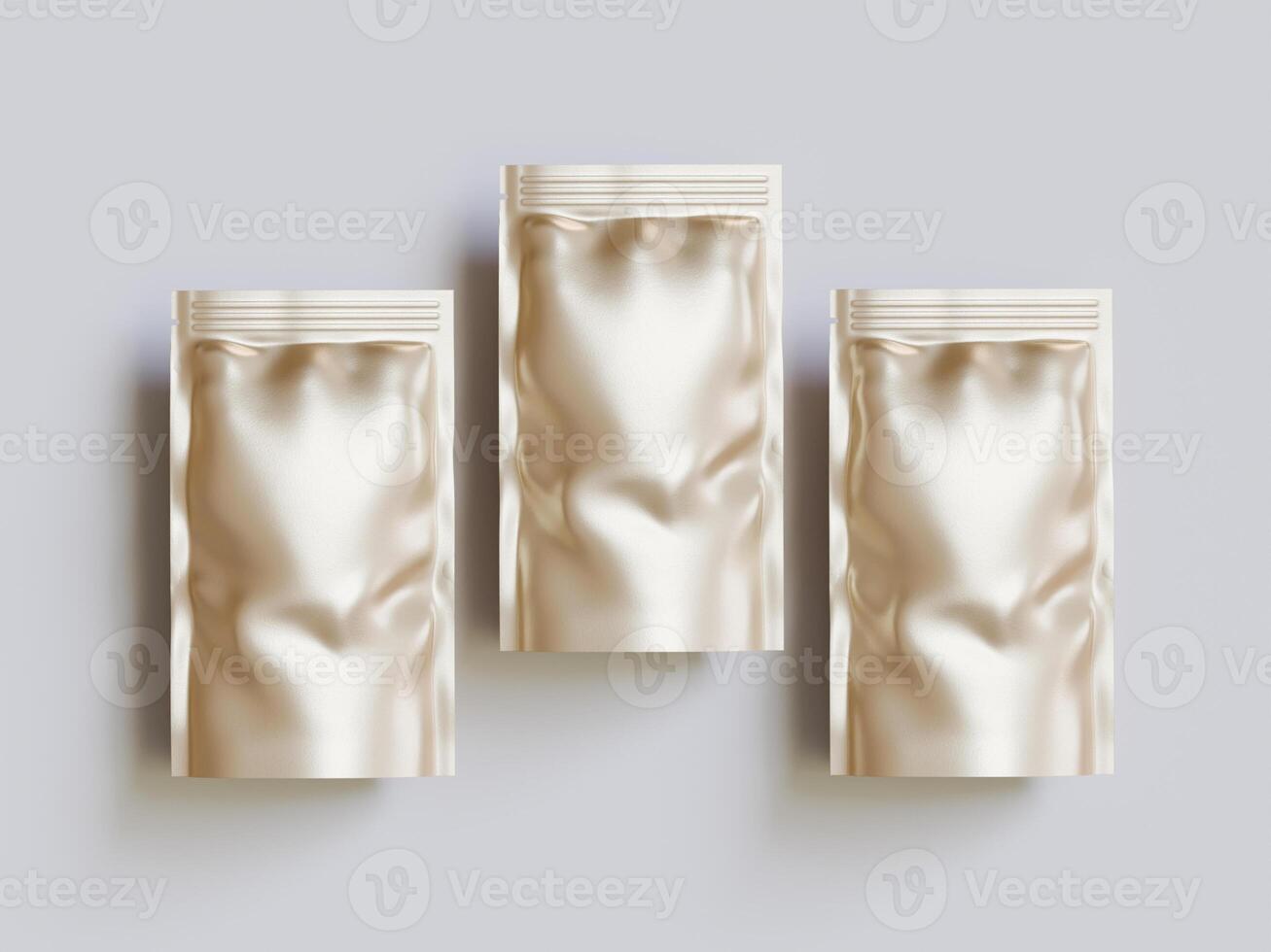 Blank aluminium foil plastic pouch bag sachet packaging mockup isolated on white background with clipping path photo