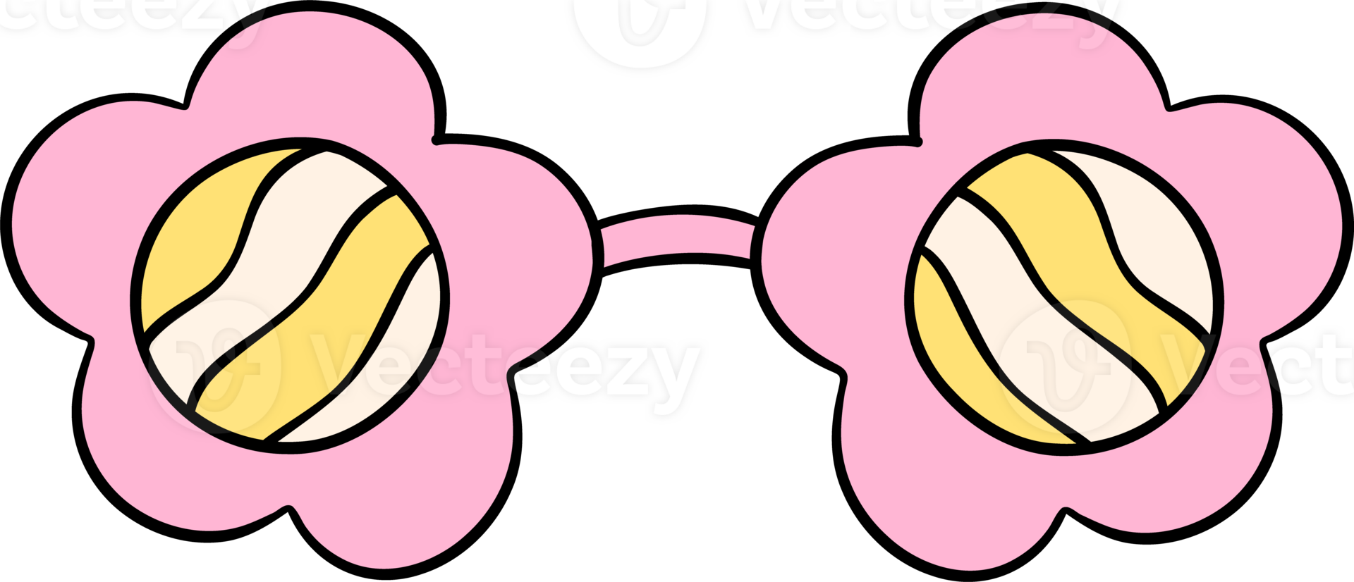 Groovy Retro Sunglasses Doodle Trendy Vintage Fashion Illustration png