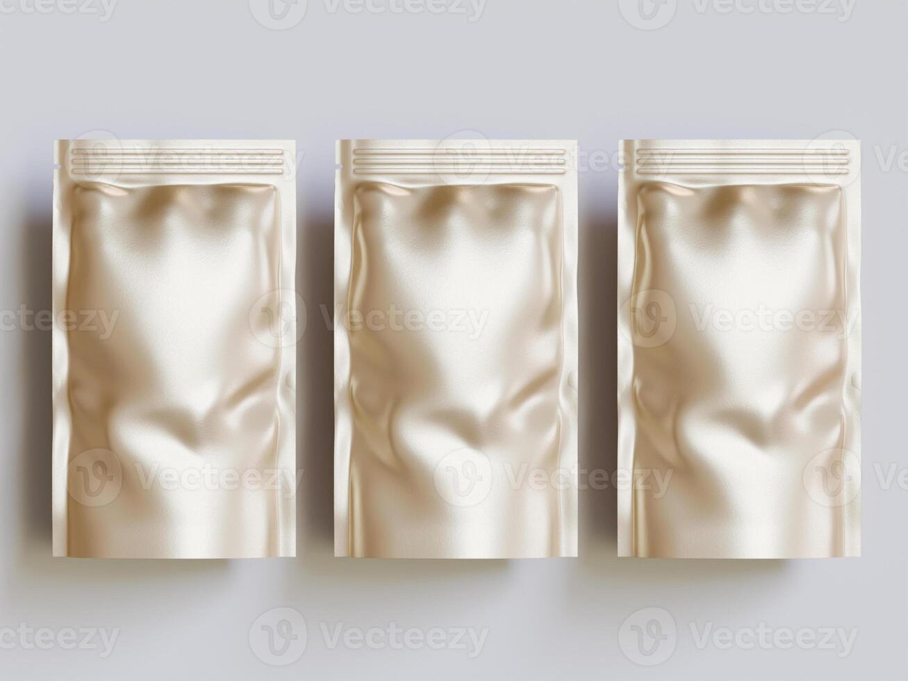 Blank aluminium foil plastic pouch bag sachet packaging mockup isolated on white background with clipping path photo