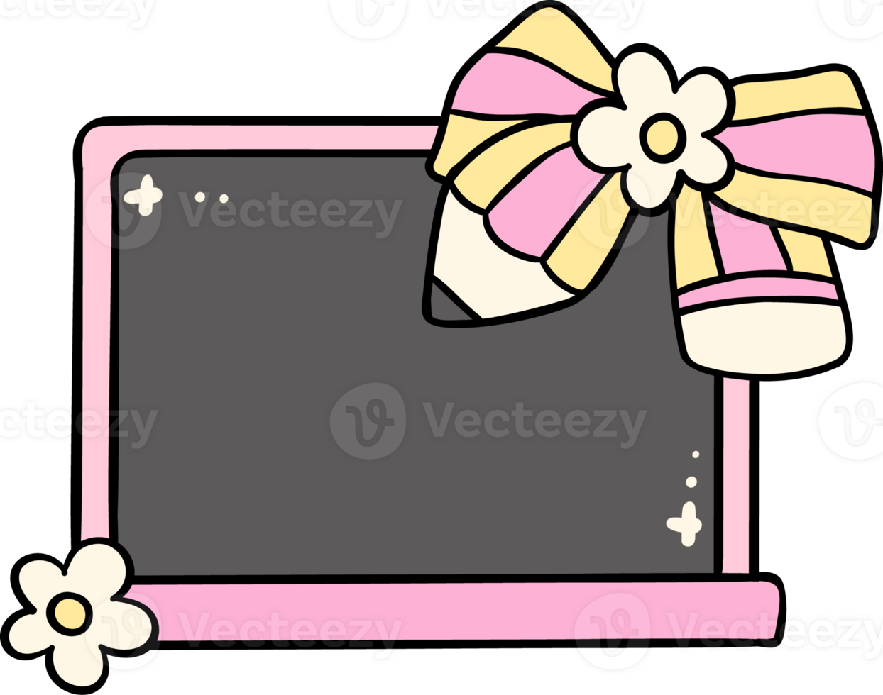 Coquette Girly blackboard school supplies png