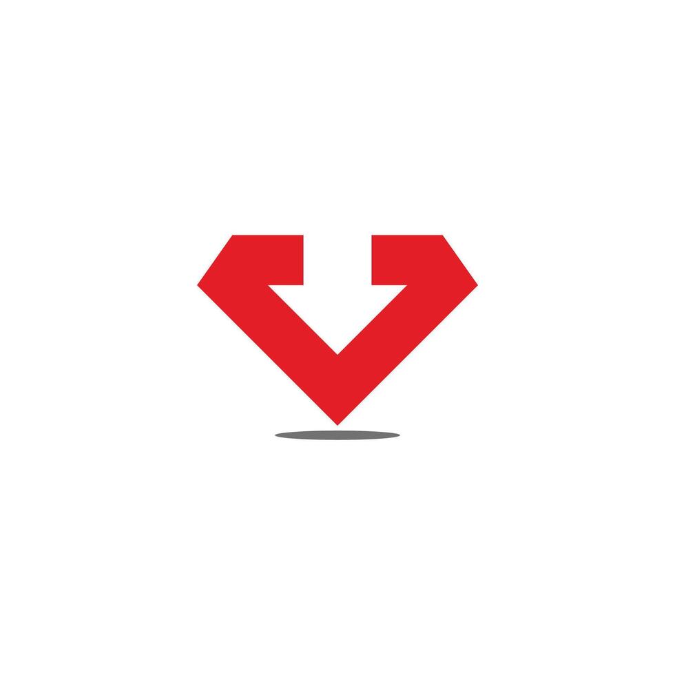 letter v down arrow negative space logo vector