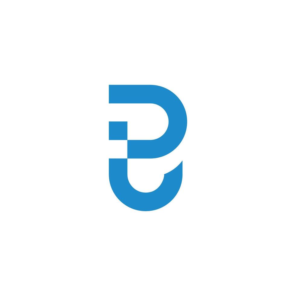 letter pj simple geometric linear dot logo vector