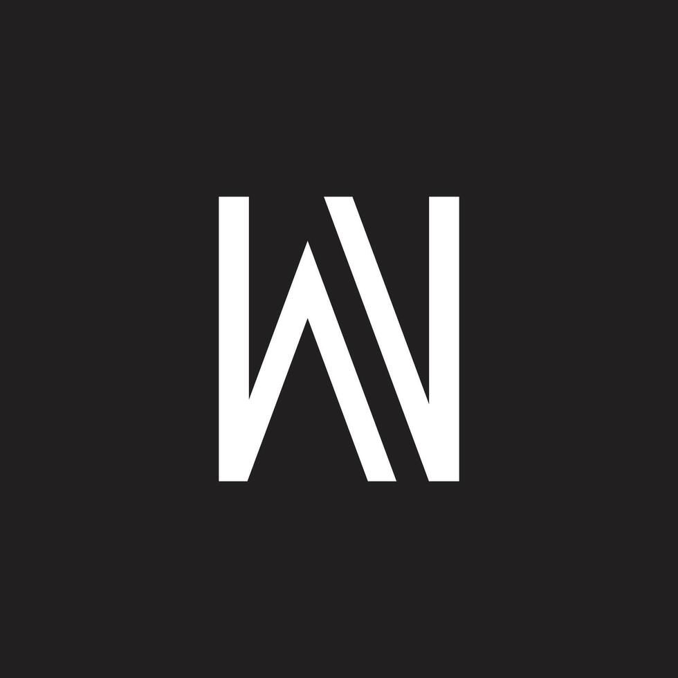 letter vw slice simple geometric line logo vector