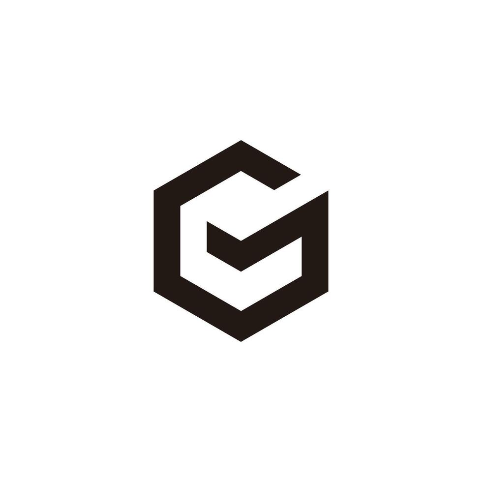 letter mg cube hexagon simple geometric line logo vector