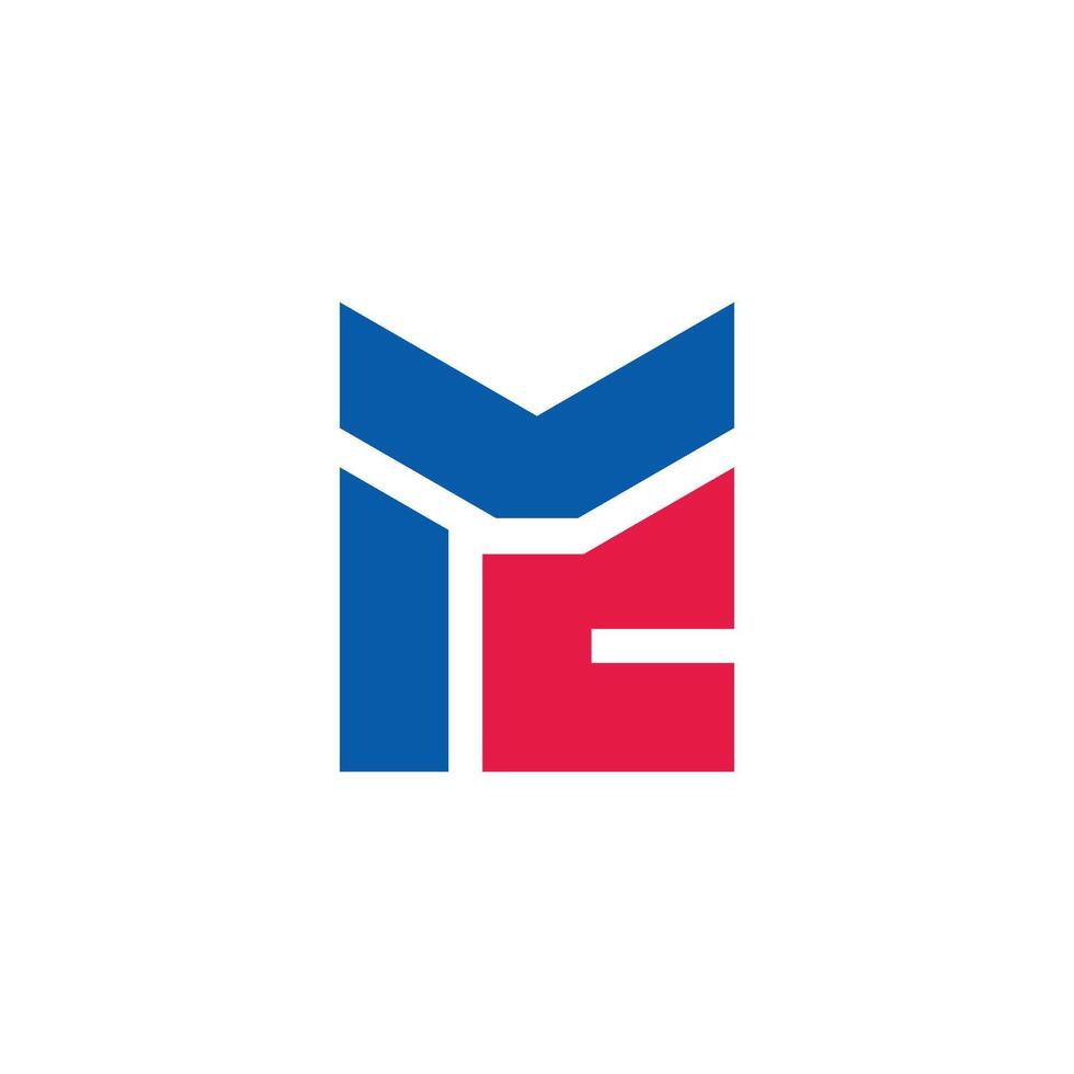 letter mc simple geometric colorful logo vector