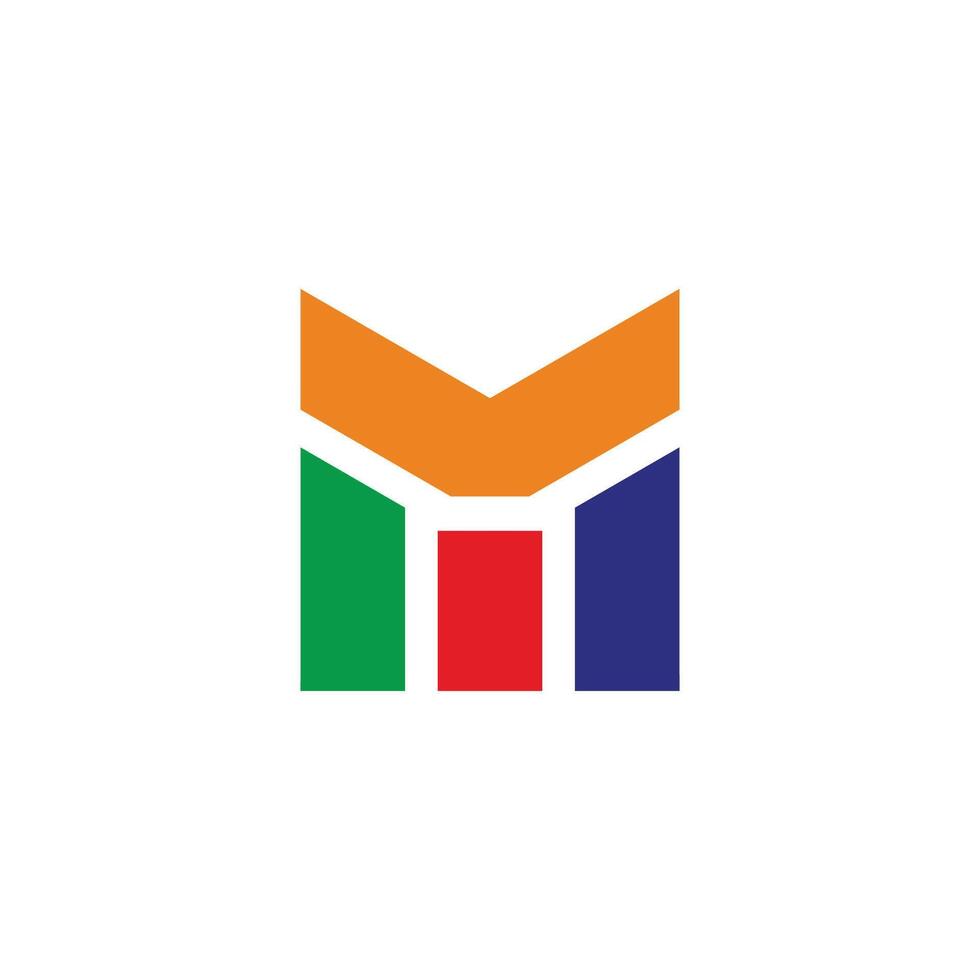 letter m stripes colorful lines geometric logo vector