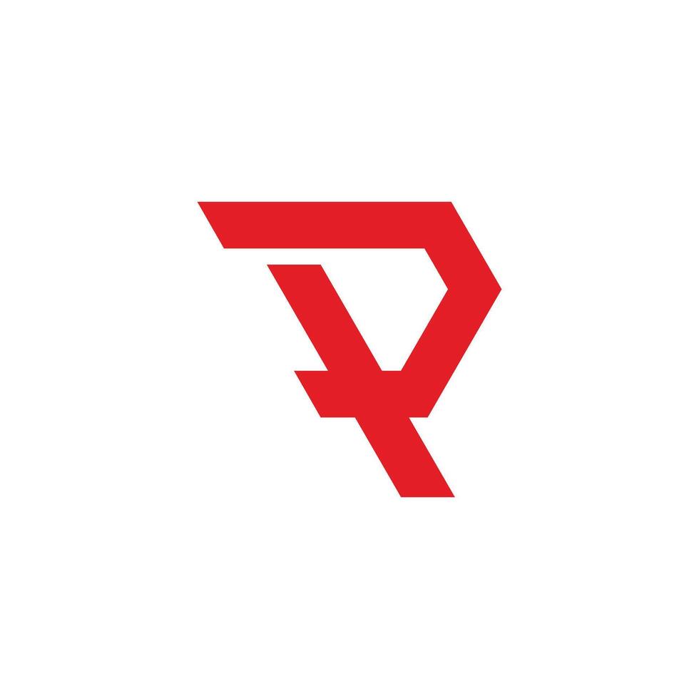 letter p r simple red line geometric motion logo vector