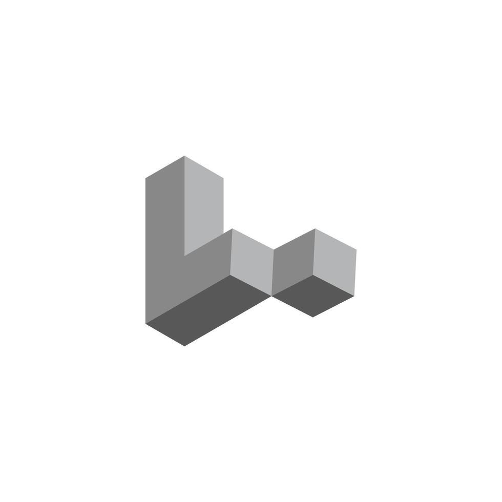 letter l 3d gradient shadow slice block logo vector