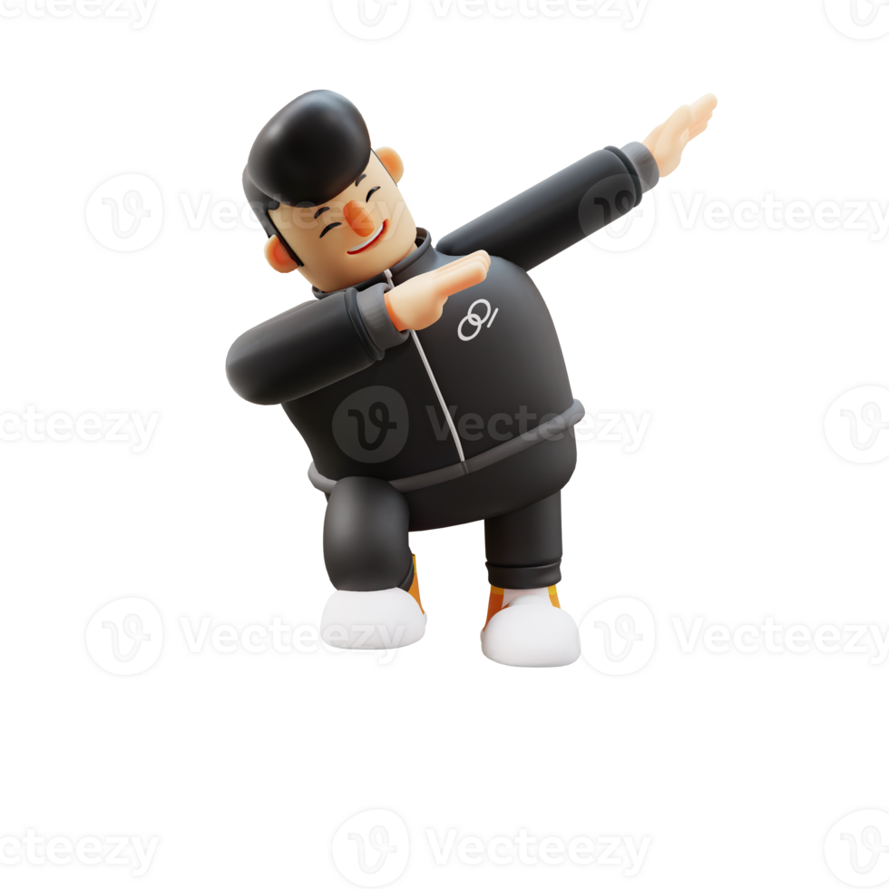 3D Music Boy. Cheerful Character Doing a Dab Pose. Guitar Cartoon png