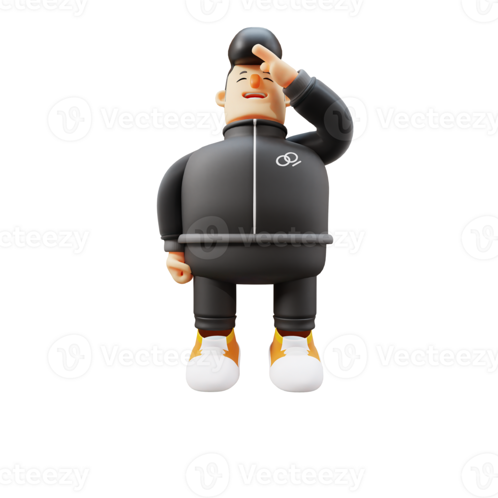 3D Cartoon Guitarist. Cheerful Character Saluting with Enthusiasm. Boy Character png