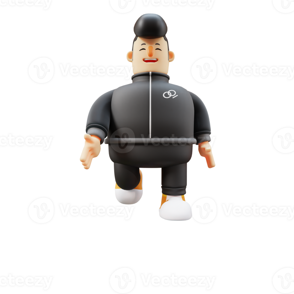 Guitar Player Cartoon. Cheerful Character Walking with Enthusiasm. 3D Boy png