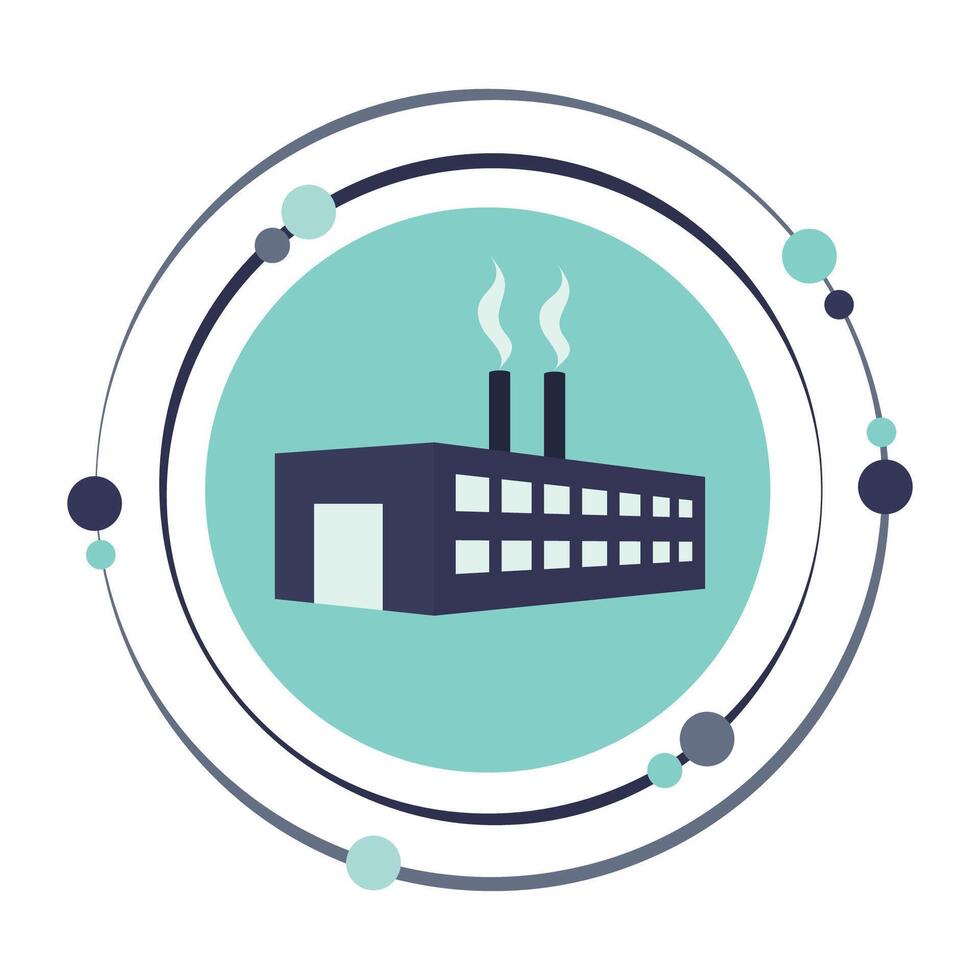 industry icon illustration flat design of an industrial factory or manufacturing plant vector