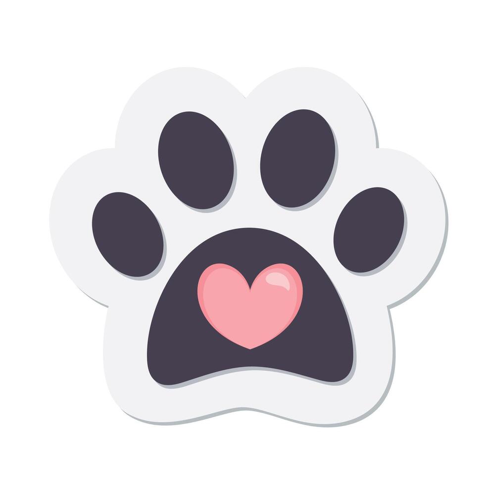 Animal lover paw print with heart illustration graphic icon vector